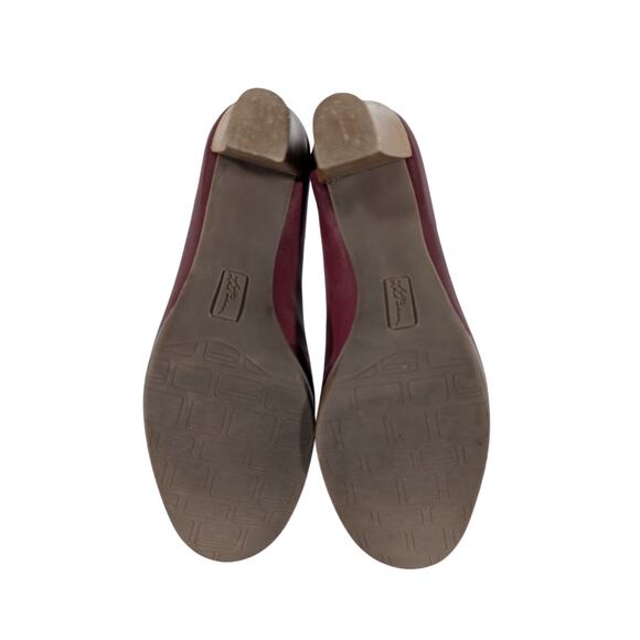 L.L. BEAN! BURGUNDY RED GENUINE LEATHER STACKED HEEL/PLATFORM PUMPS! SZ 6M - Picture 9 of 10